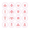 A set of clothes icons in pink colour Royalty Free Stock Photo